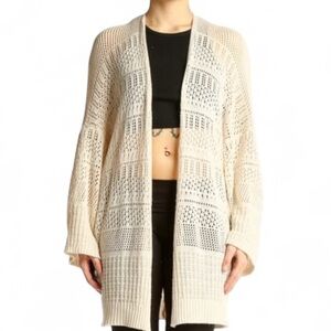 Boho Cream Open Knit Cardigan Sweater Festical Coubtry Concert OS M L XL Casual